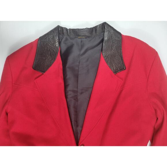 Vintage Pioneer Wear Womens‎ Large Red Duster Overcoat Western Wool Blend 22512 - Picture 2 of 13